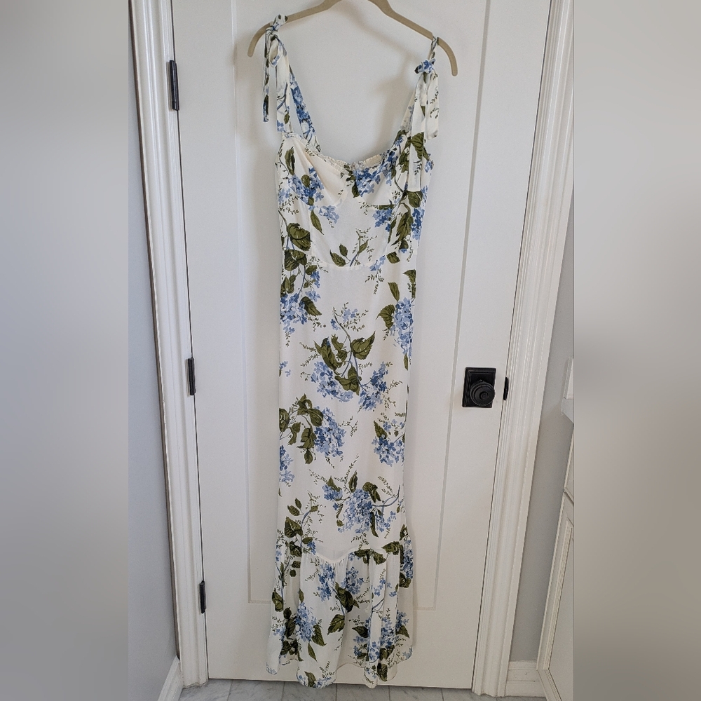 Reformation White and Blue Floral Maxi Dress